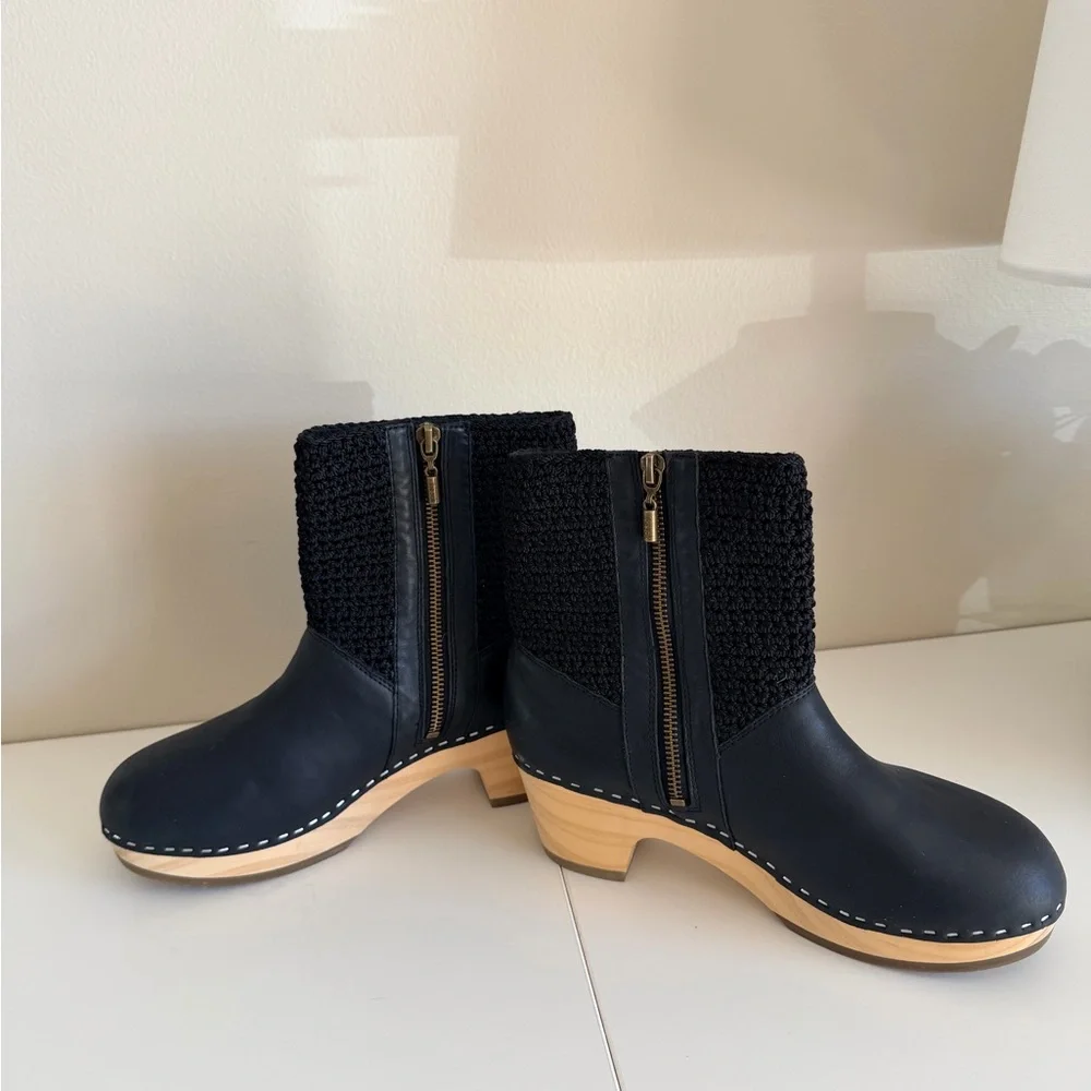 The Sak Black Leather & Knit Clog Boots - Picture 4 of 6